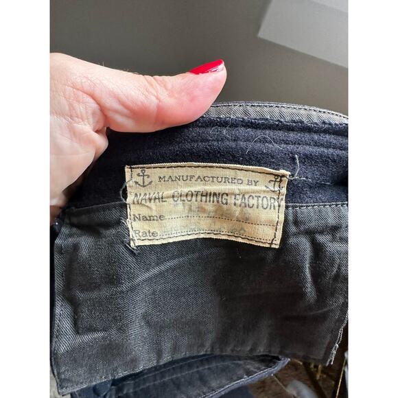 VINTAGE NAVAL CLOTHING FACTORY 30's Navy Blue Wool Wide Leg Sailor Pants Size M - Picture 7 of 7